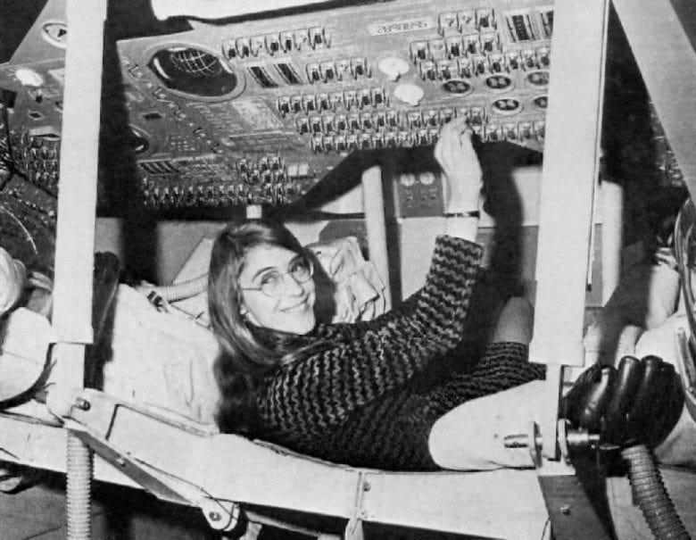 Margaret Hamilton inside the Apollo Command Module, MIT