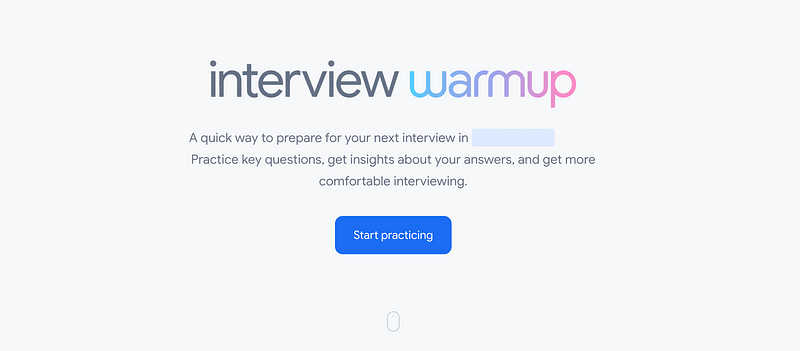 Google Interview Warmup Tool Interface