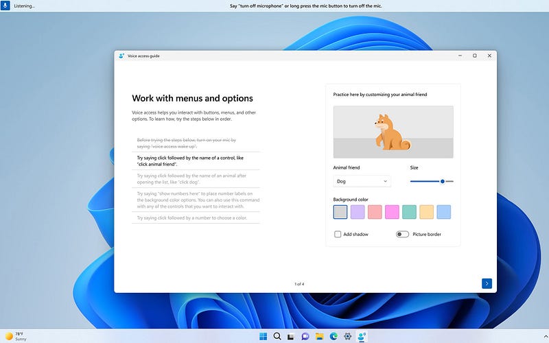 Voice Access feature for Windows 11