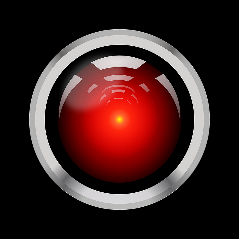 AI representation reminiscent of Hal from 2001: A Space Odyssey.