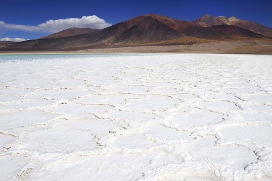 Salt flats resembling Martian landscapes