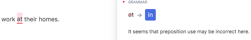 Example of Grammarly's suggestions