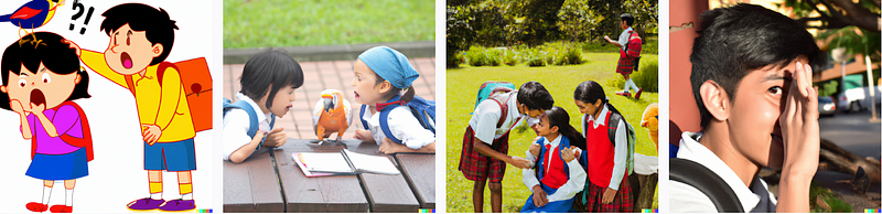 Bright student playing hide and seek with a bird