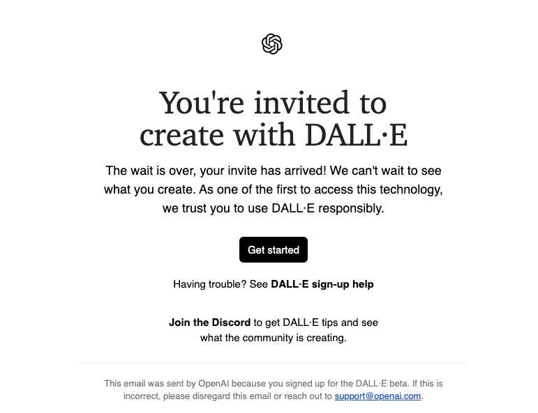 Invitation email screenshot