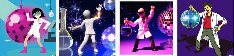 Chemist dancing under disco lights