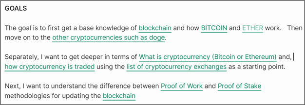 Overview of cryptocurrency learning goals