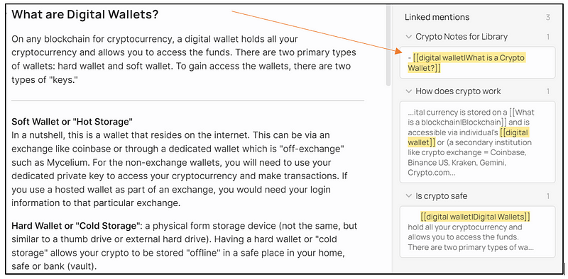 Backlinks for navigation in Obsidian