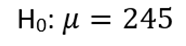 Null hypothesis for cholesterol mean