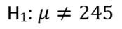 Alternative hypothesis for cholesterol mean