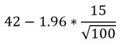 Lower limit of confidence interval