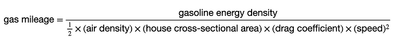 LaTeX representation of fuel efficiency equation