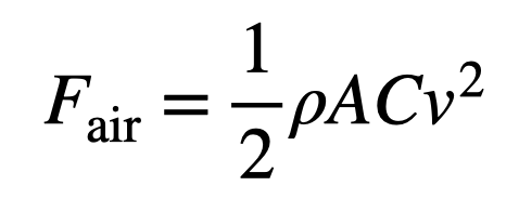Model for air drag force