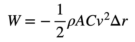 Work done by air drag formula