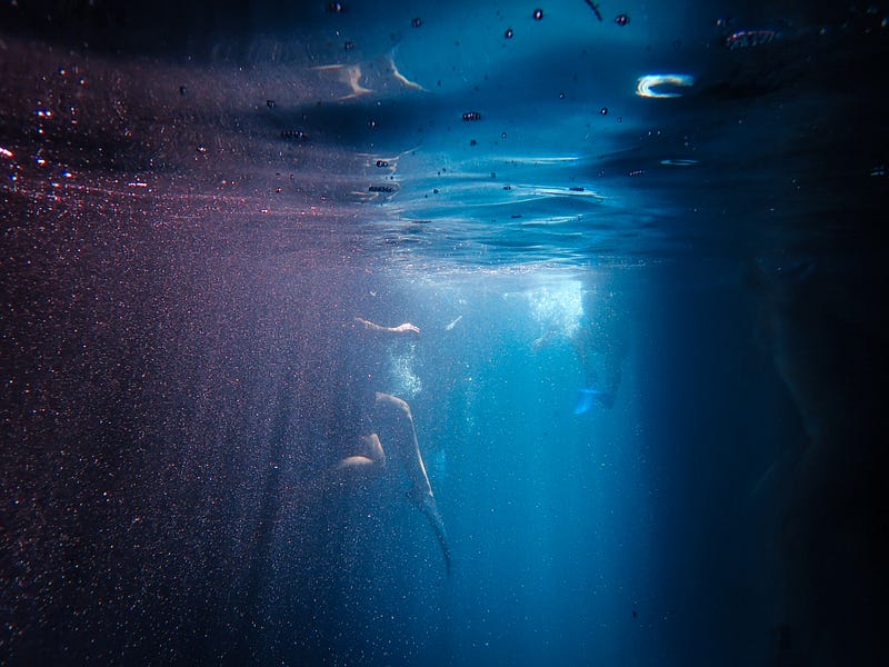 An underwater drone capturing footage of the deep sea