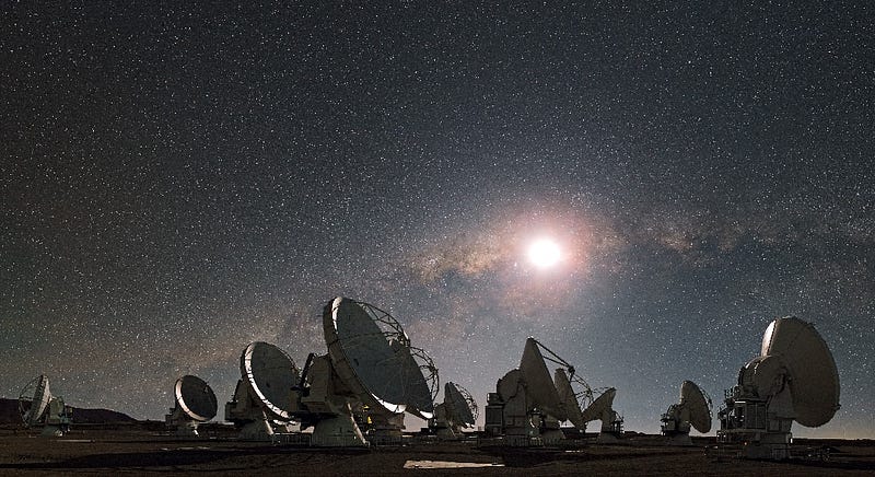 ALMA telescopes observing stellar formations in Chile