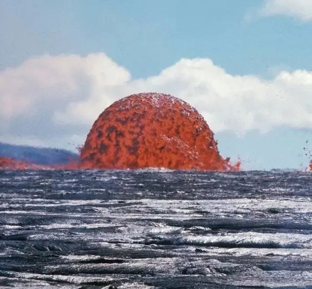 Lava fountain erupting from Kilauea volcano in Hawaii