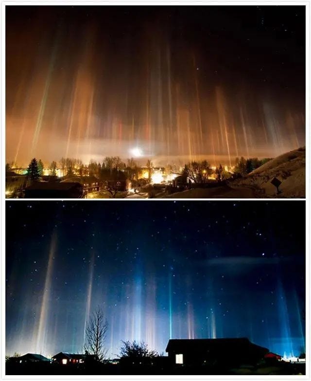 Light pillars, an atmospheric optical phenomenon