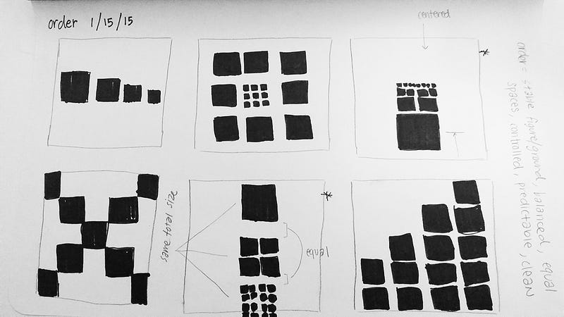 Example of square exercise highlighting visual hierarchy