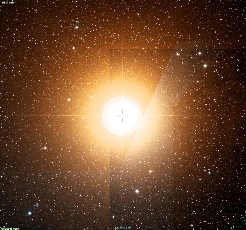 Betelgeuse captured by the Digitized Sky Survey 2