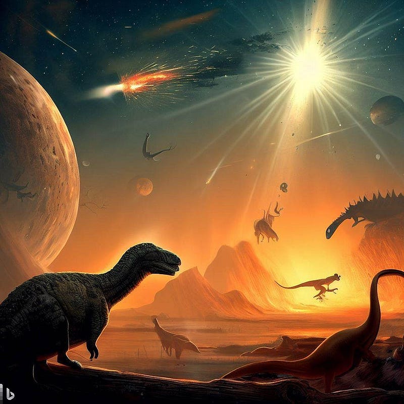 Dinosaurian Doom Day — Created by the Author with AI — Microsoft Bing Image Creator