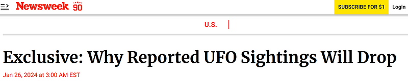 Exclusive: Why Reported UFO Sightings Will Drop