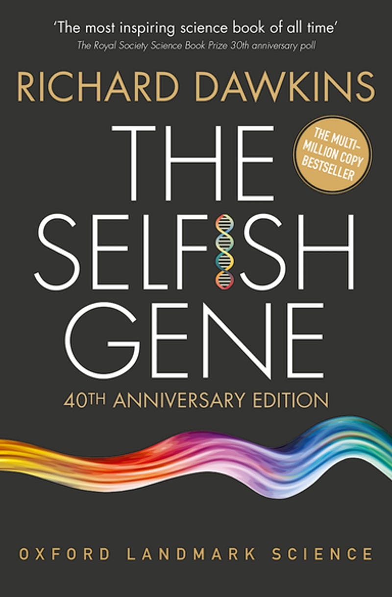 Book cover of "The Selfish Gene"