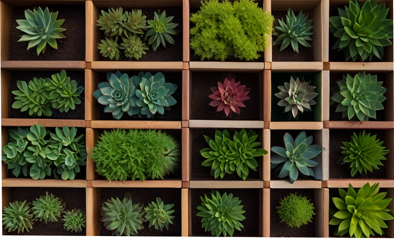 A crate with various plants