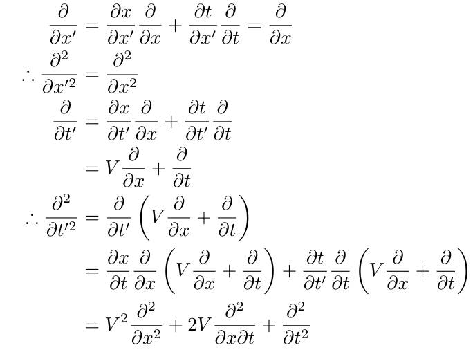 Derivative transformation under the Galilean transform