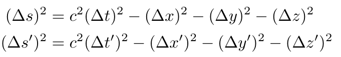 Spacetime interval equation