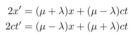 Equations for x' and ct'