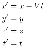 Coordinate transformation equations