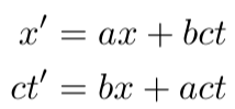 Linear system for x' and ct'