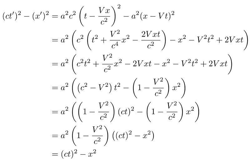 Invariance of spacetime interval equation