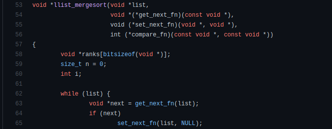 Merge sort implementation in Git, screenshot by the author